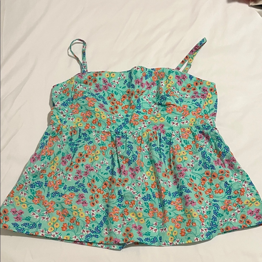 J. Crew Floral Camisole in Teal and Orange
